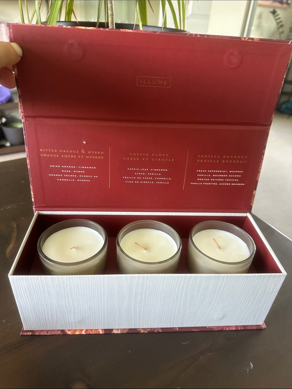 Set of 3 Votive Scented Candles - Cream Wax, Clear Glass